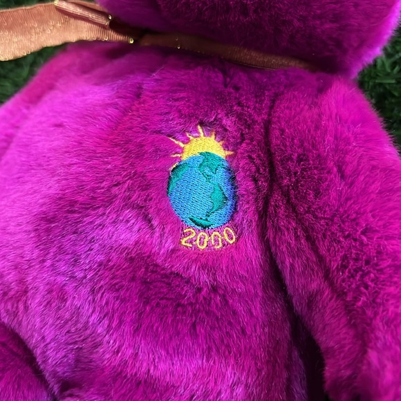 TY Beanie Buddies 14” Plush - Magenta Millenial Bear - 2000 - Picture 2 of 6